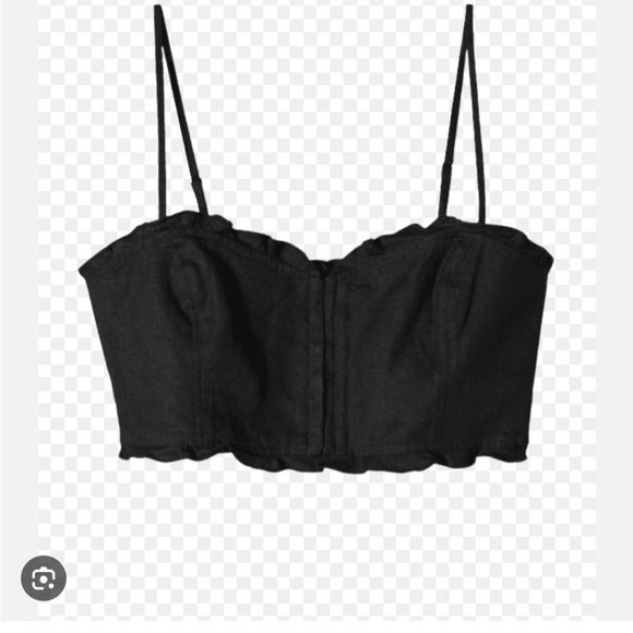 NWT Wilfred Aritzia Ohara Cami Top 100% Organic Linen Bustier XS Black - Picture 2 of 8